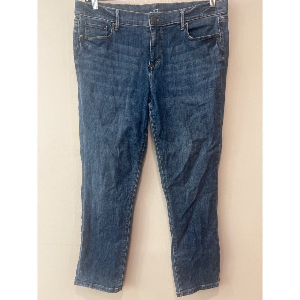 Loft Modern Cuffed Crop Jeans Sz 14 Dark Wash Denim Womens Pants